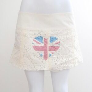 ivory lace union jack graphic mini skirt